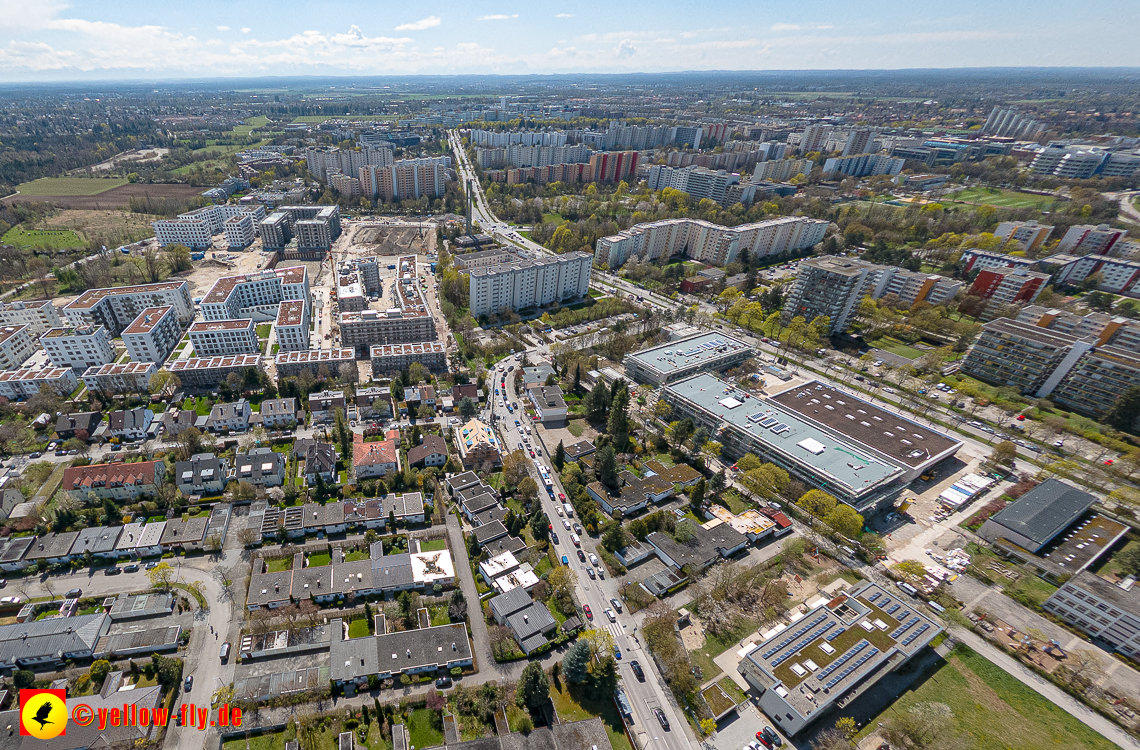 21.04.2023 - Luftbilder von der Baustelle Alexisquartier und Pandion Verde in Neuperlach